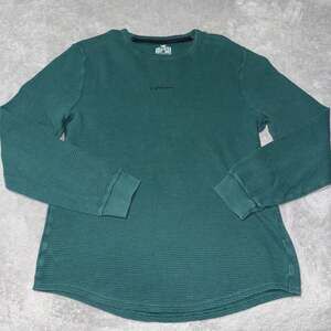 Hollister Men's Long Sleeve Thermal Waffle Tee Dark Teal Medium